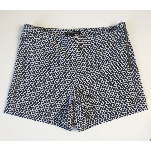 Banana Republic High Rise Side Zip Navy and White Geo Print Shorts Size 0 - Picture 1 of 9
